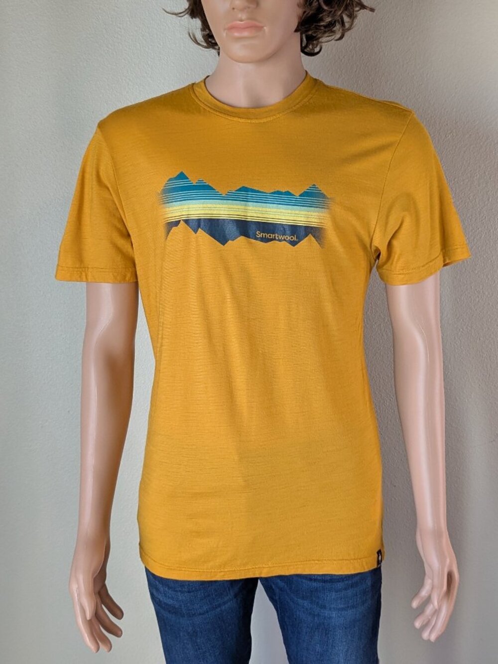 Smartwool T Shirt Unisex Small Orange Graphic Mountain Horizon Merino Wool Tee